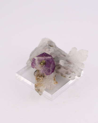 Purple Fluorite with Pyrite & Quartz Matrix