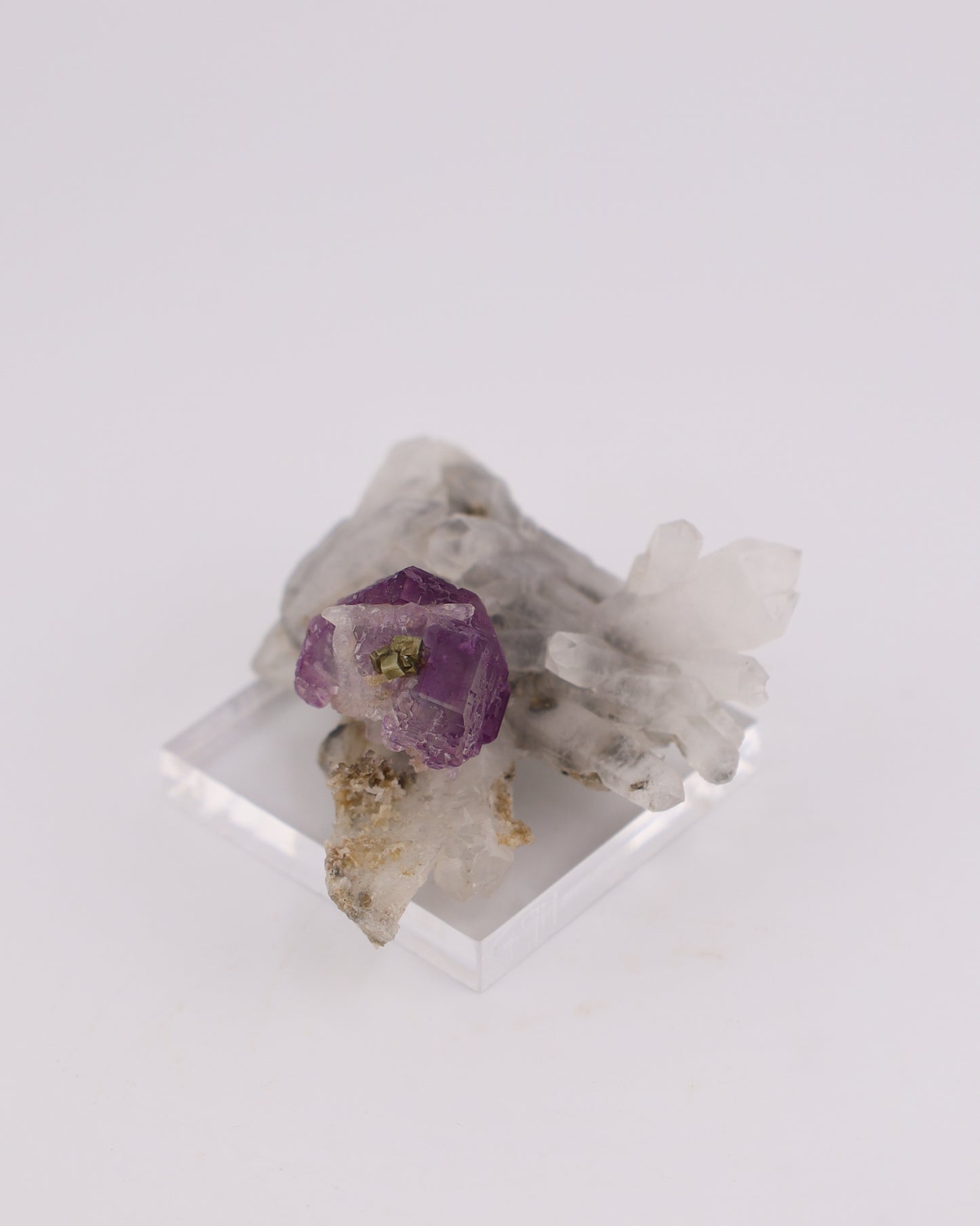 Purple Fluorite with Pyrite & Quartz Matrix
