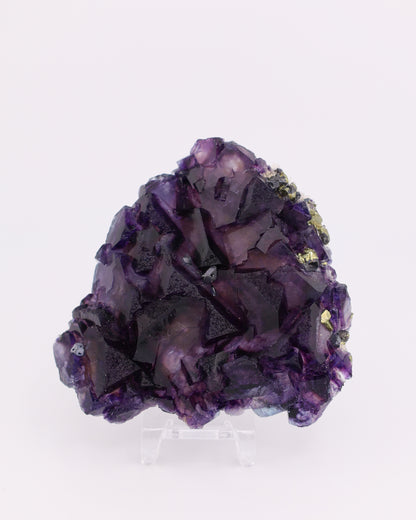 Truncated Tetrahedron Etched Purple Fluorite with Pyrite