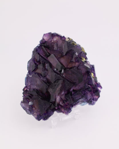 Truncated Tetrahedron Etched Purple Fluorite with Pyrite