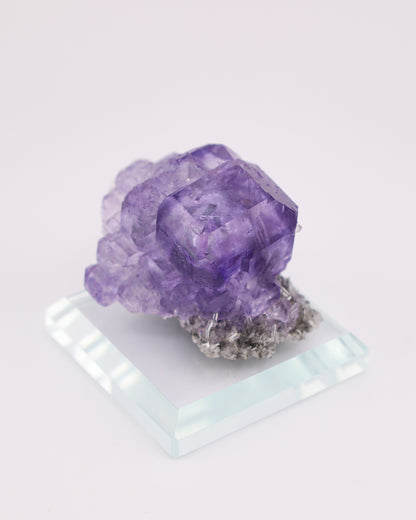Truncated Purple Fluorite with Quartz