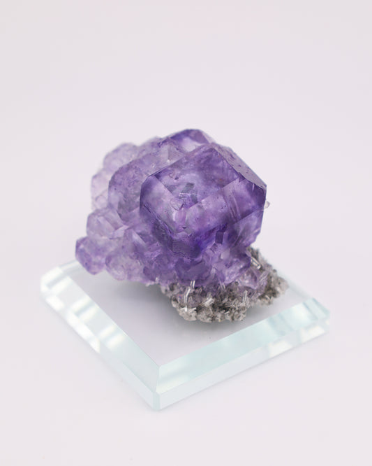 Truncated Purple Fluorite with Quartz