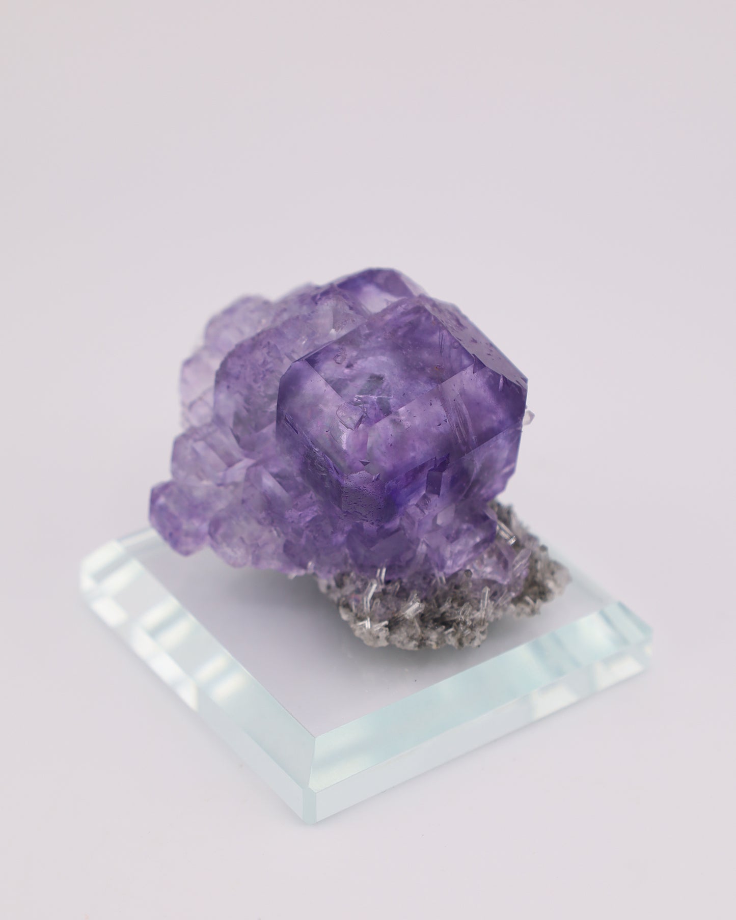 Truncated Purple Fluorite with Quartz