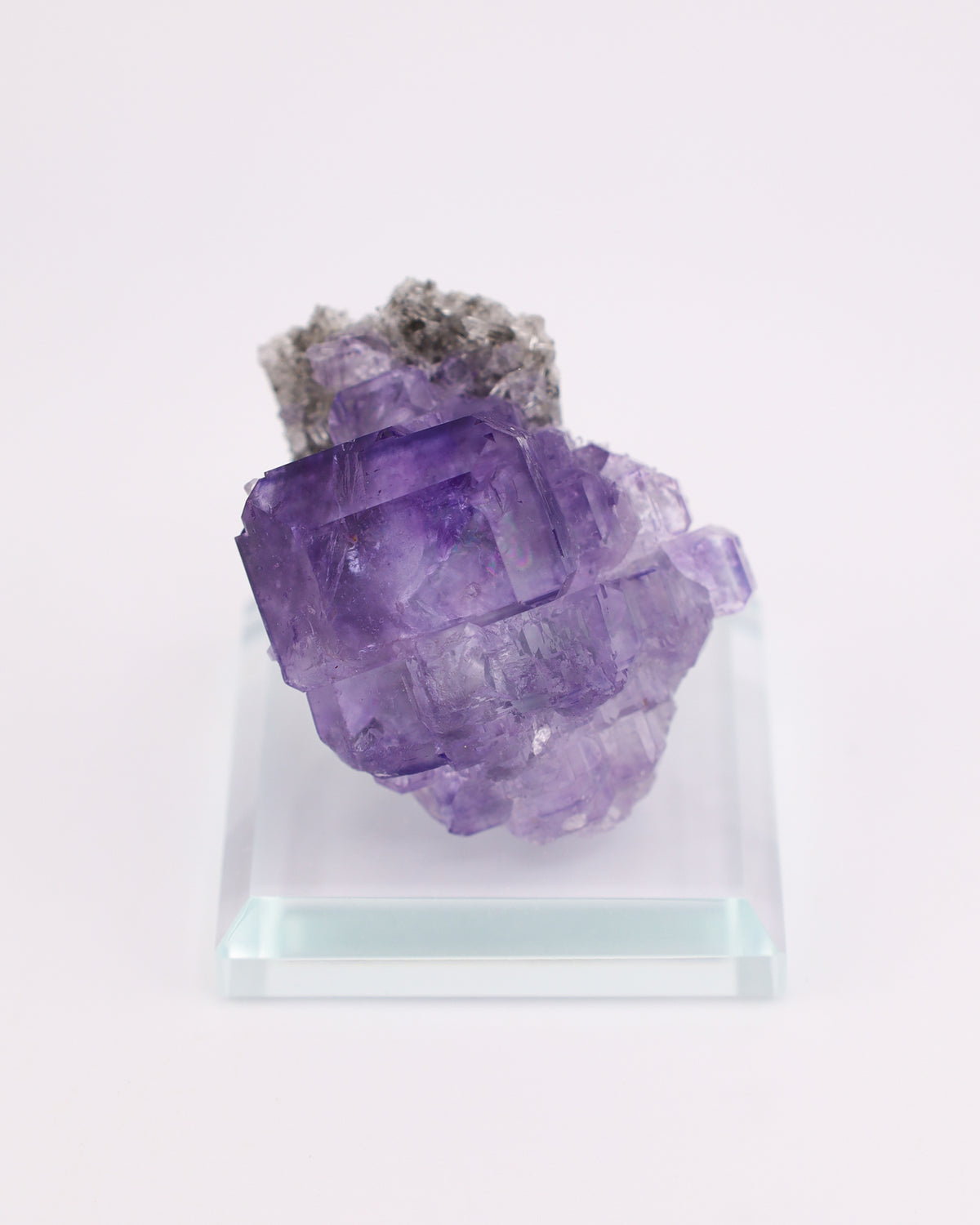Truncated Purple Fluorite with Quartz