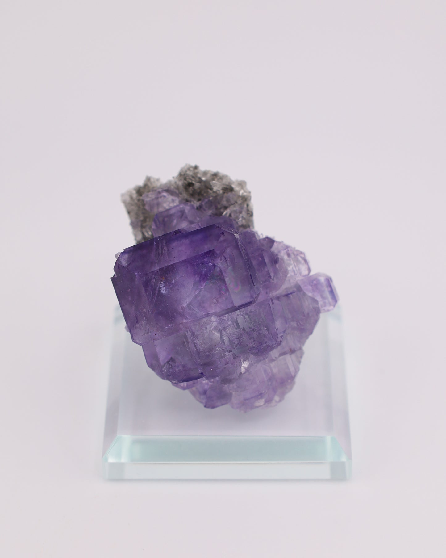 Truncated Purple Fluorite with Quartz