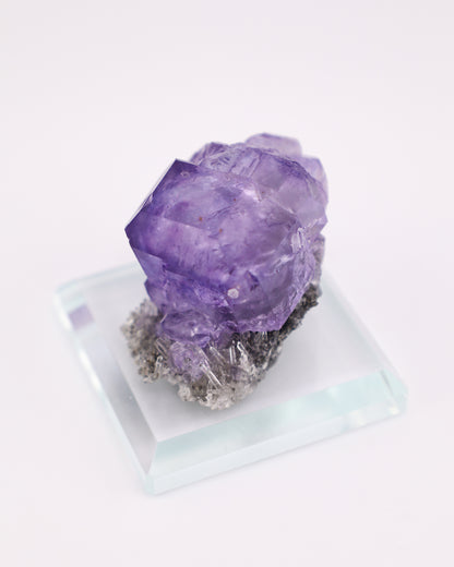 Truncated Purple Fluorite with Quartz