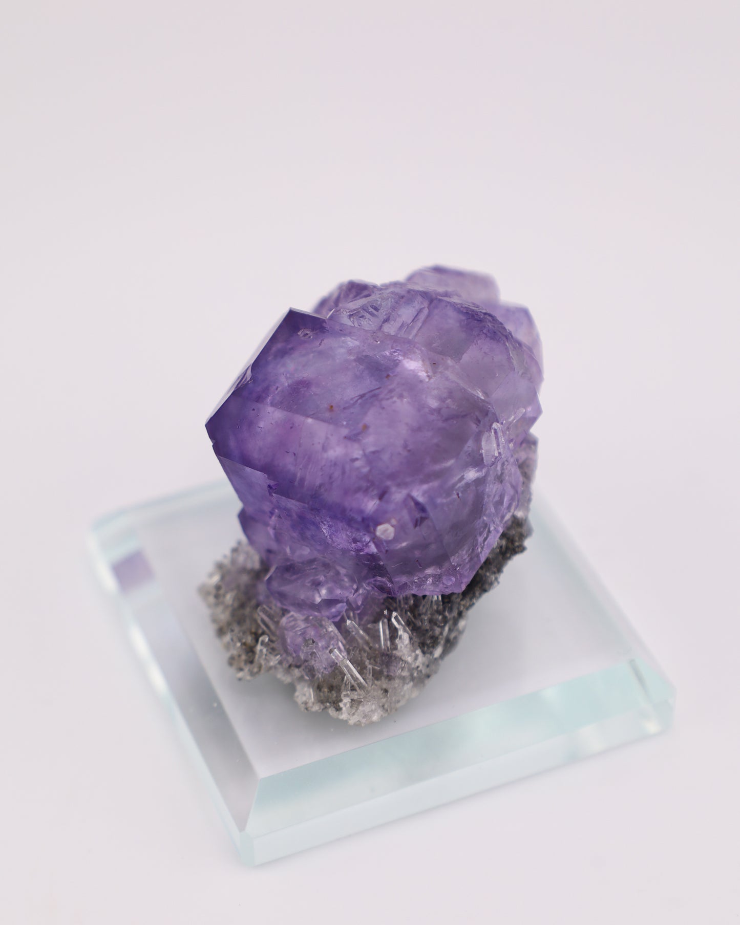 Truncated Purple Fluorite with Quartz