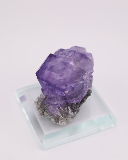 Truncated Purple Fluorite with Quartz