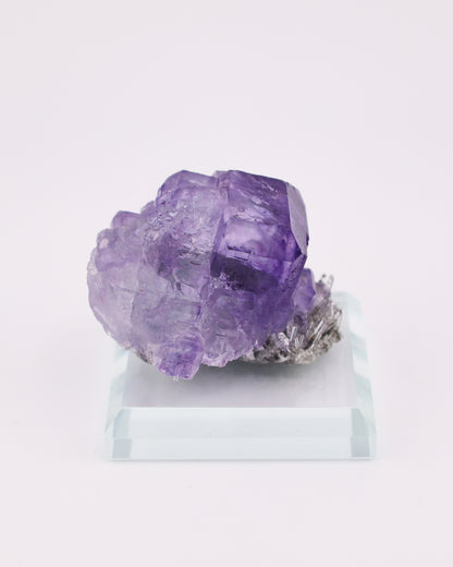 Truncated Purple Fluorite with Quartz