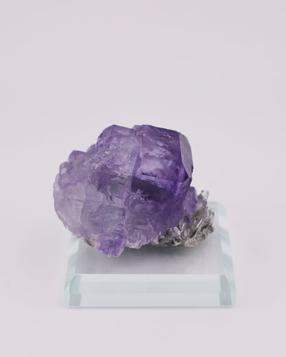 Truncated Purple Fluorite with Quartz