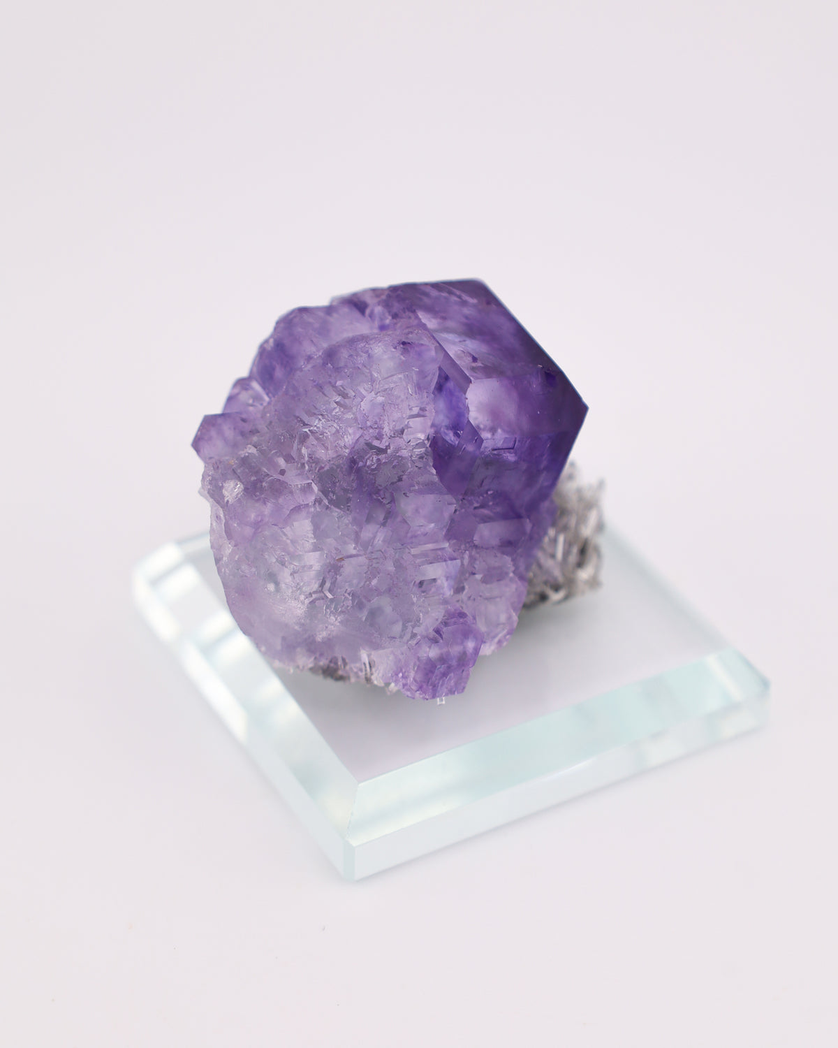 Truncated Purple Fluorite with Quartz