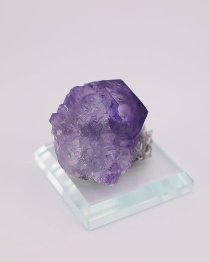 Truncated Purple Fluorite with Quartz