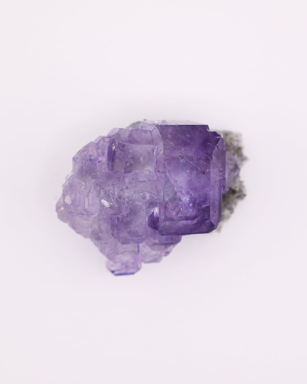 Truncated Purple Fluorite with Quartz