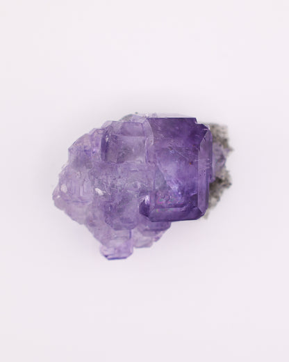Truncated Purple Fluorite with Quartz