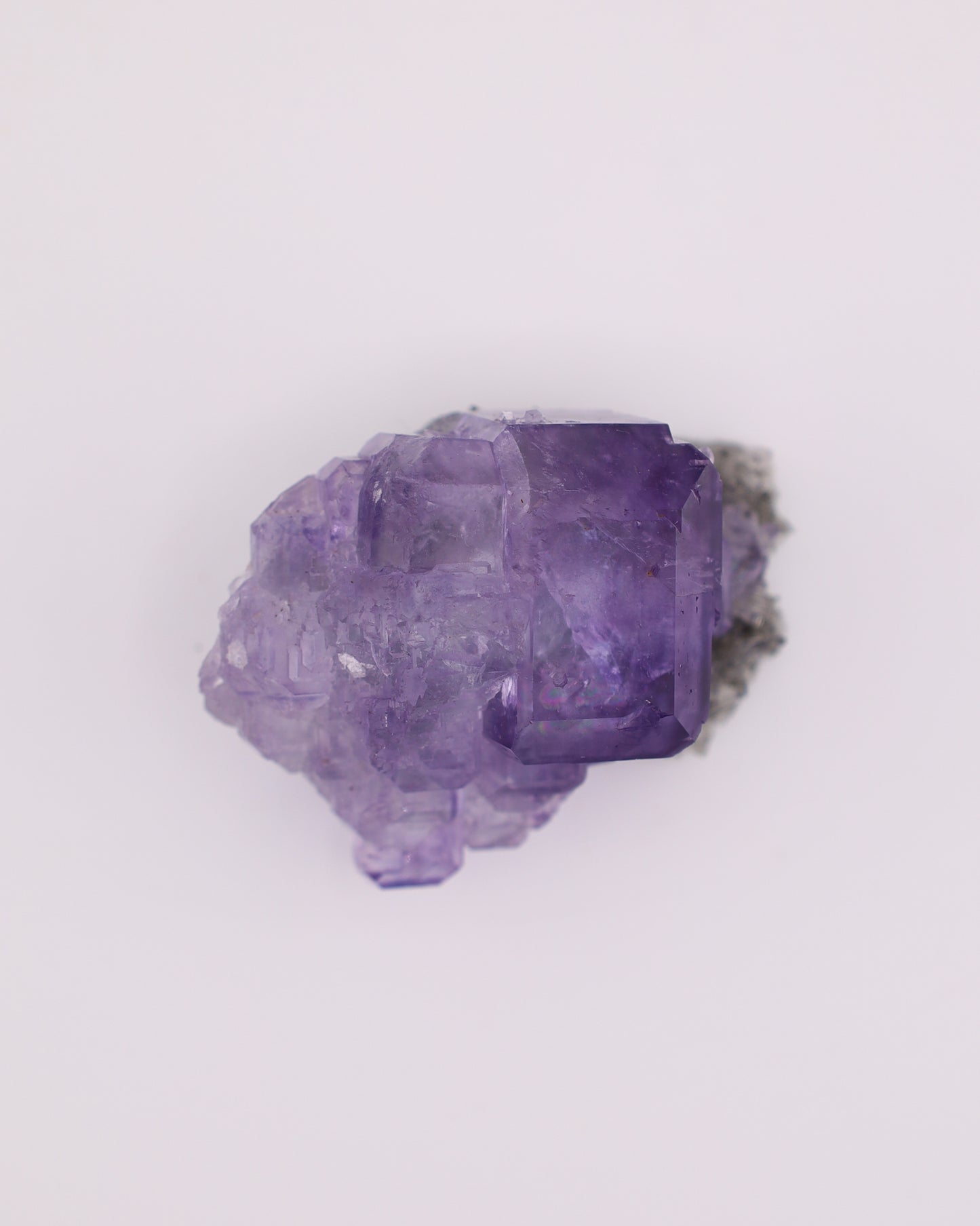 Truncated Purple Fluorite with Quartz