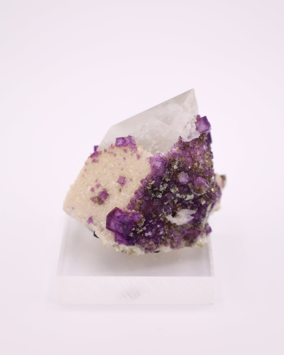Quartz with Purple Fluorite & Muscovite