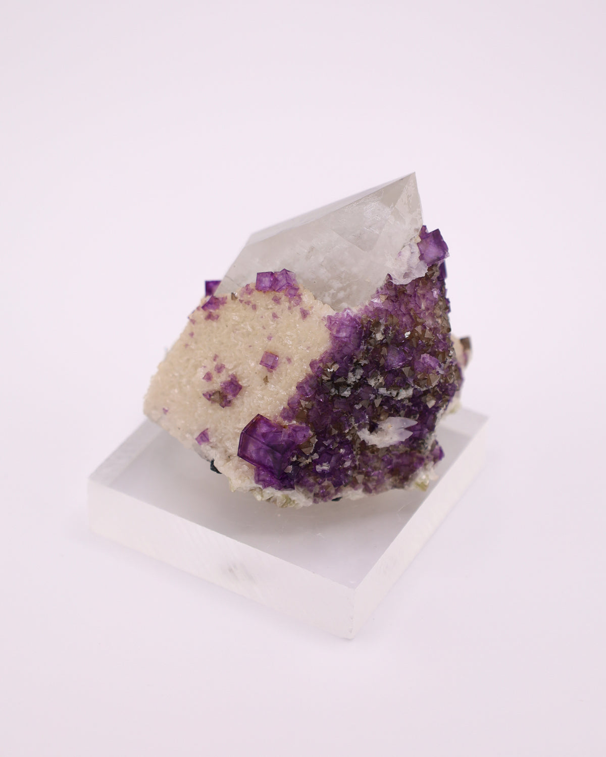 Quartz with Purple Fluorite & Muscovite