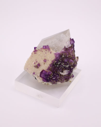 Quartz with Purple Fluorite & Muscovite