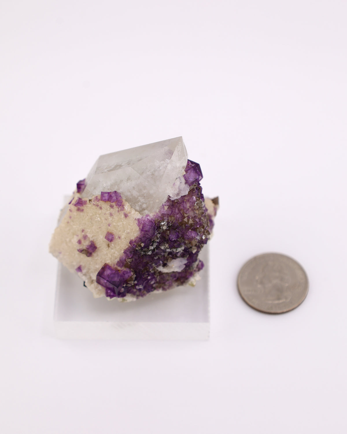 Quartz with Purple Fluorite & Muscovite