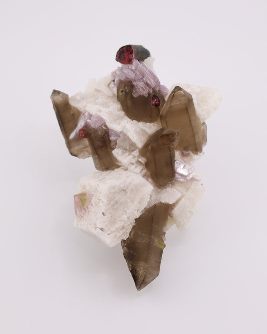 Smoky Quartz with Tourmaline & Lepidolite