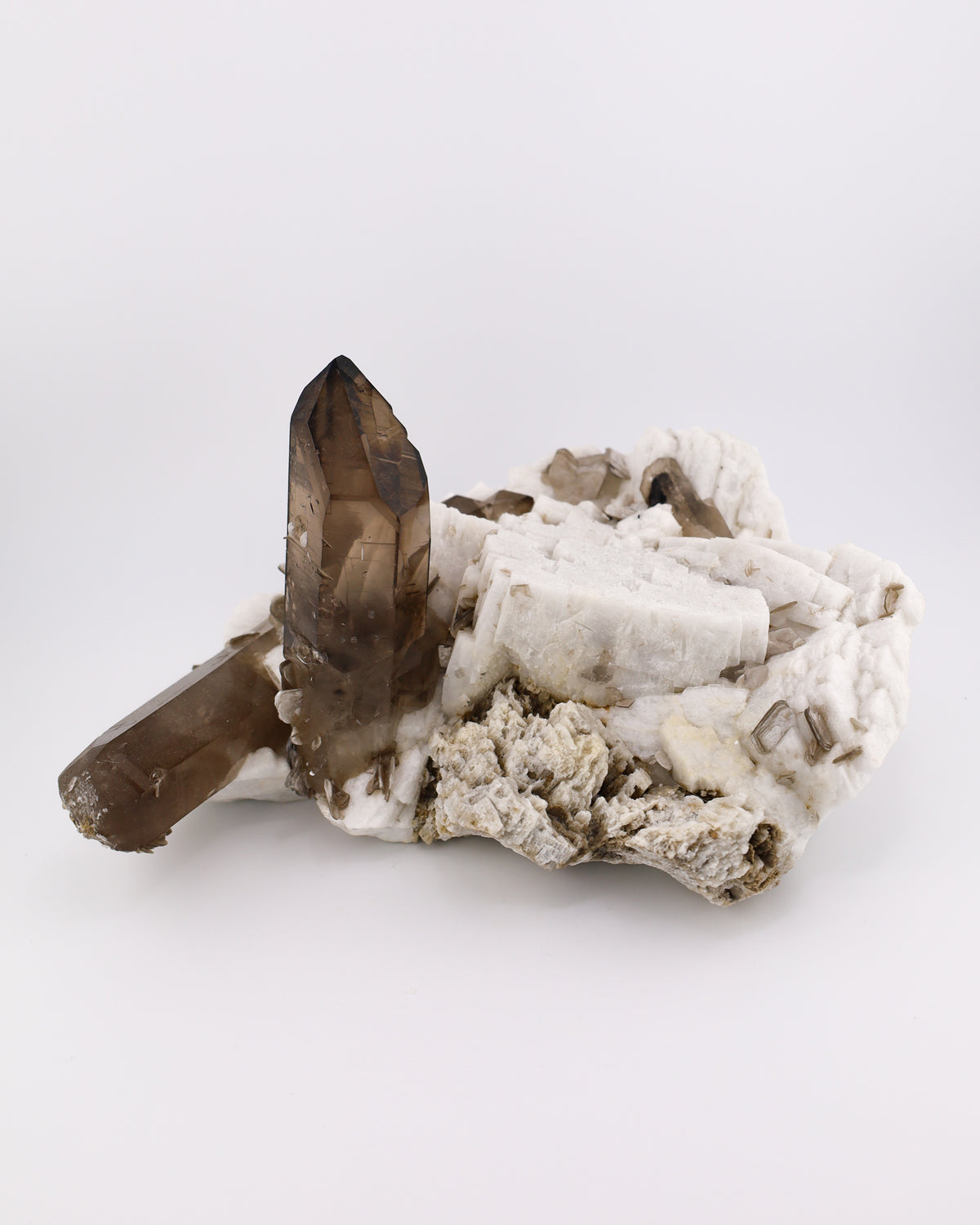 Smoky Quartz with Albite & Feldspar