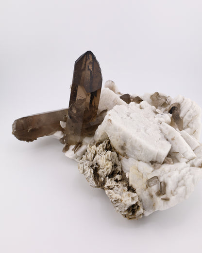 Smoky Quartz with Albite & Feldspar