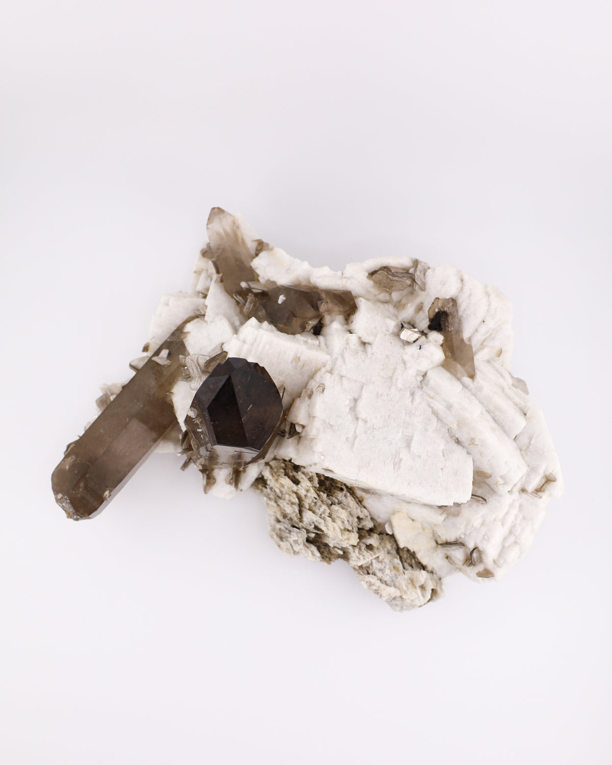 Smoky Quartz with Albite & Feldspar