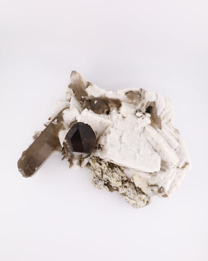 Smoky Quartz with Albite & Feldspar